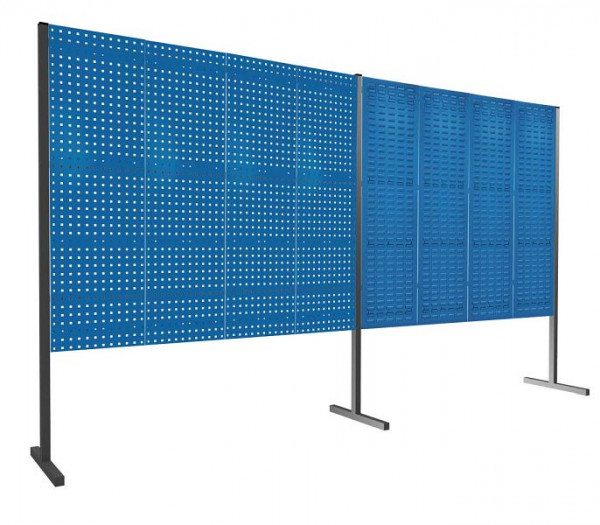 Kappes RasterPlan Trennwand Doppelfeld 180°, 2000 / 2000 mm, H1500 mm, RAL 5010, Mit 4 RasterPlan Lochplatten, 4 RasterPlan Schlitzplatten, 7213.00.3921