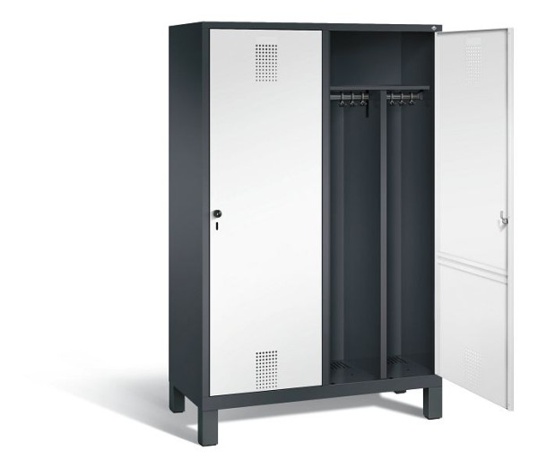 C+P Schwarz-Weiss-Spind Evolo, H1850xB1190xT500mm, Farbe: Schwarzgrau / Verkehrsweiß, 48210-40 S10067