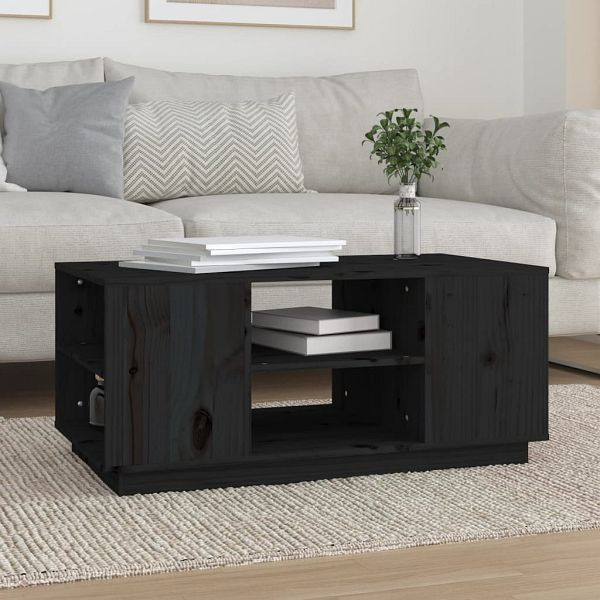 vidaXL Couchtisch Schwarz 90x49x40,5 cm Massivholz Kiefer, 814403
