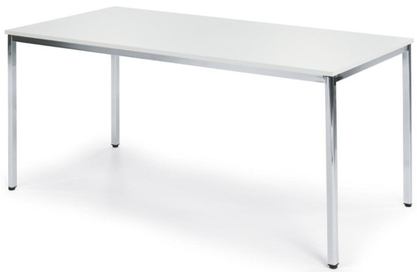 Deskin Besprechungstisch BASE-MODUL, Platte Dekor Weiß, Gestell verchromt, B 1600 x T 800 x H 720 mm, 278872