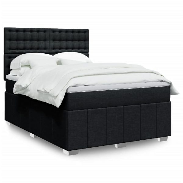 vidaXL Boxspringbett mit Matratze Schwarz 140x190 cm Stoff, 3291679