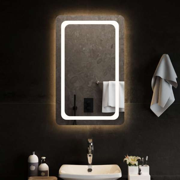 vidaXL LED-Badspiegel 50x80 cm, Glas, 3154095, 8720845666699