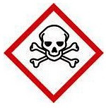 DENIOS GHS 06 Schild, Symbol "Totenkopf", Folie, selbstklebend, 52 x 52 mm, VE: 10 Bogen à 6 Stück, 193047