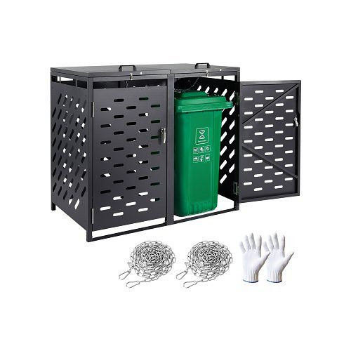 VEVOR Mülltonnenbox, 2x 240 L abschließbares Mülltonnenhaus für Garten, Hinterhof, Terrasse, LJTCCXDXG224ZH8DAV0