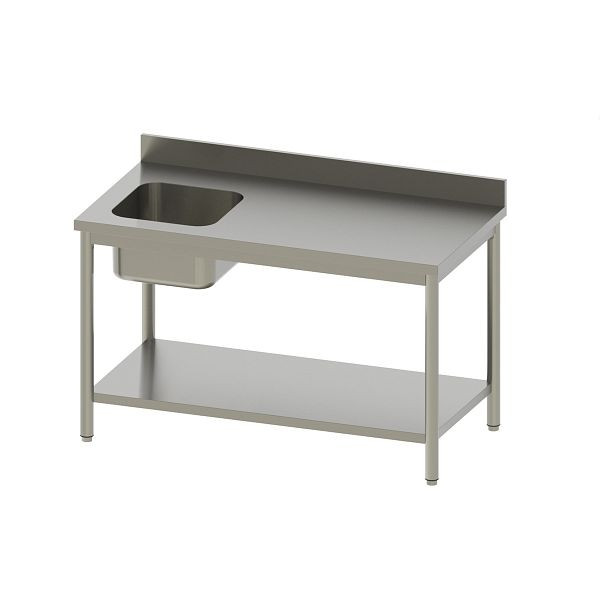 Vaiotec TOPLINE Cheftisch 700 / Becken links mit Aufkantung, 120x70x85 cm, 10927