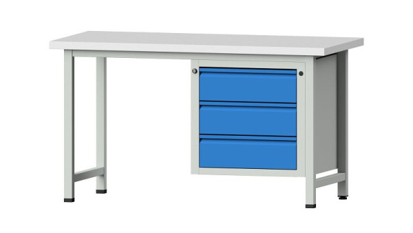 ANKE Werkbänke Kombiwerkbank, Modell 706 E, 1500 x 700 x 840 mm, RAL 7035/5012, KSP 40 mm, 510.518