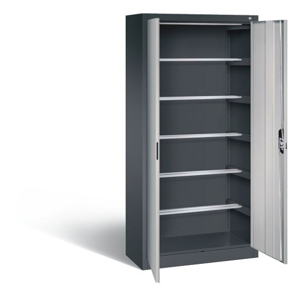 C+P Büroschrank Acurado, H1950xB930xT400mm, Farbe: Schwarzgrau / Weißaluminium, Muldengriff, 9260-600 S10393