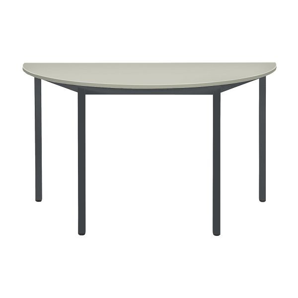 Bisley MULTI Desking Mehrzwecktisch, halbrund 19 mm, Dekor G grau, Gestell anthrazitgrau, H 740 x B 1400 x T 700 mm, MTH1407G334
