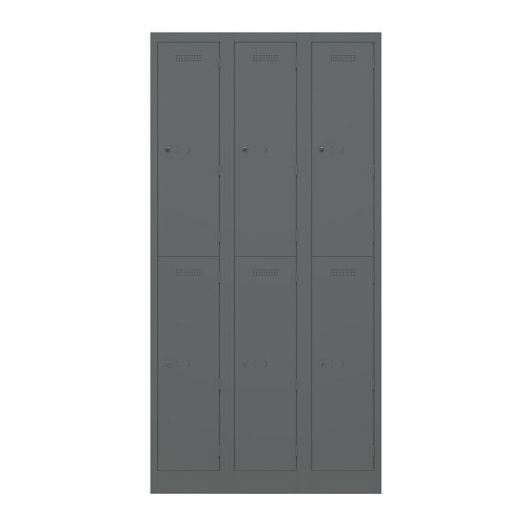 Bisley Garderobenschrank Primary Locker, 3 Abteile mit je 2 Fächern übereinander, 634 anthrazitgrau, PL3050T2634