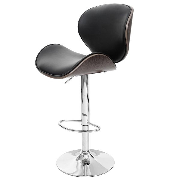 Mendler Barhocker Foxrock, Barstuhl, Holz Bugholz Retro-Design, grau, Kunstleder schwarz, 62879