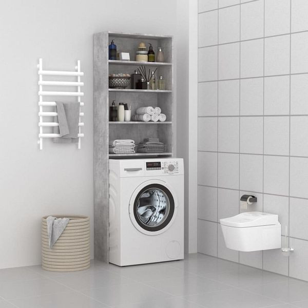 vidaXL Waschmaschinenschrank Betongrau 64x24x190 cm, 808408