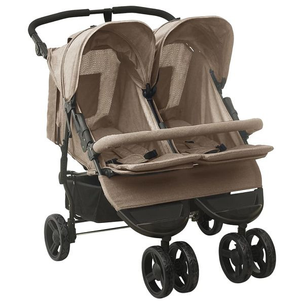 vidaXL Geschwisterwagen Taupe Stahl, 10243