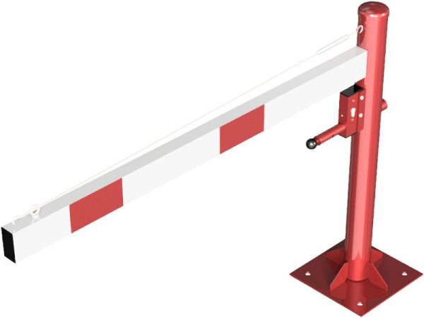 Schake Drehschranke mit Seilzugverstärkung, für Dübel Befestigung, Schrankenbaumlänge: 1500 mm, mit Profilzylinderschloss, 4113_15ZBP