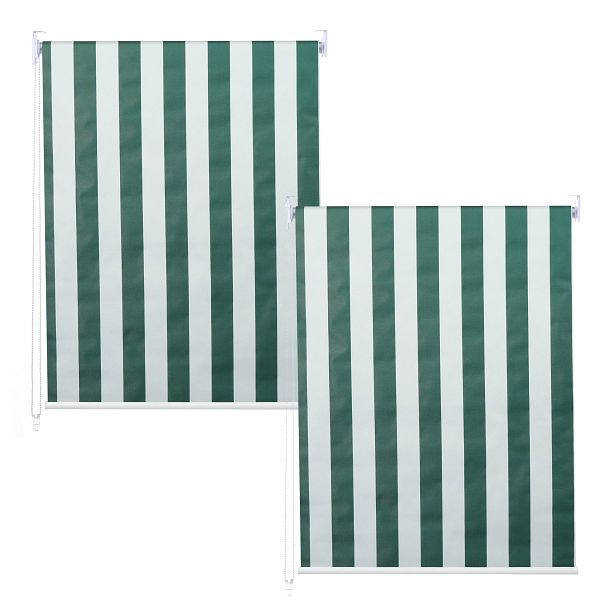 Mendler 2er-Set Rollo HWC-D52, Fensterrollo Seitenzugrollo Jalousie, 100x160cm Sonnenschutz blickdicht, grün/weiß, 2x63346