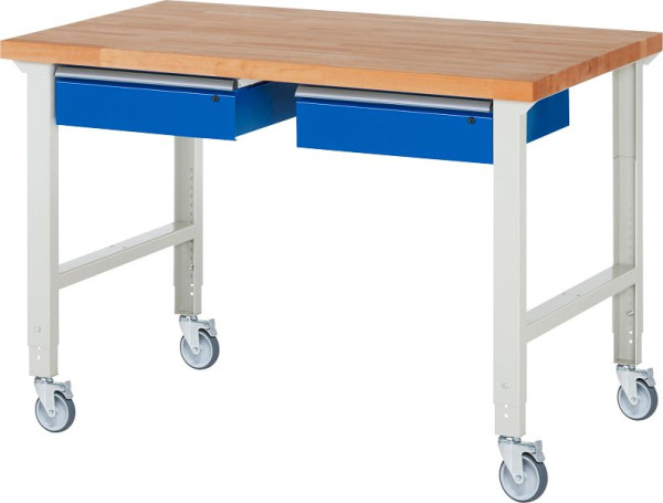 RAU Fahrbare Werkbank (höhenverstellbar) 7002A1, 1500x900x950-1000mm, 4 Lenkrollen, 05-7002A1-159B4H4.11