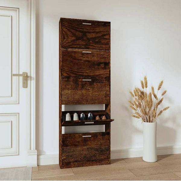 vidaXL Schuhschrank Räuchereiche 59x17x169 cm Holzwerkstoff, 342515