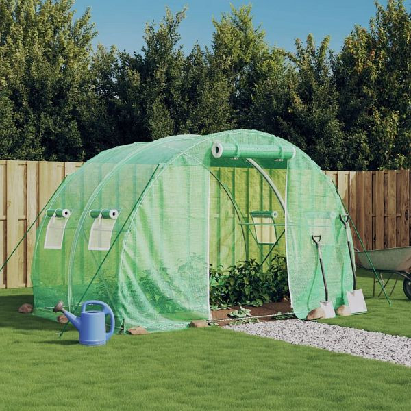 vidaXL Gewächshaus mit Stahlrahmen Grün 6 m² 3x2x2 m, 364077