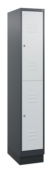 C+P Doppelstöckiger Spind Classic PLUS, Sockel, 1800x300x500mm, 7016/7035, Zylinderschlösser, 0803207-10 S10028