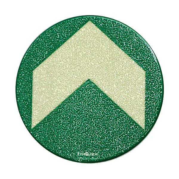 SafetyMarking Fluchtweg-Leitmarkierung, Ausführung: rund mit Richtungspfeil, Ø 12,5 cm, Aluminium, langnachleuchtend, VE: 10 Stück, 17.7471