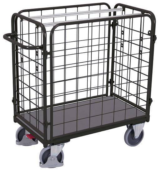 VARIOfit Paket-Vierwandwagen niedrig, Ladefläche: 850 x 500 mm, RAL 7016 anthrazitgrau, sw-500.420/AG