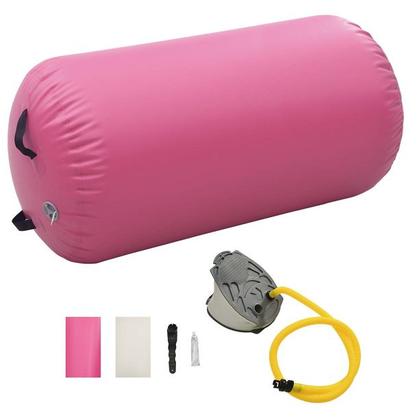 vidaXL Aufblasbare Gymnastik-Rolle mit Pumpe 120x90 cm PVC Rosa, 92718