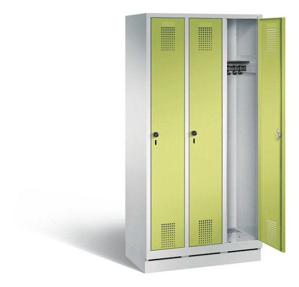 C+P Garderobenschrank Evolo, H1800xB900xT500mm, Farbe: Lichtgrau / Viridingrün, 48020-30 S10105
