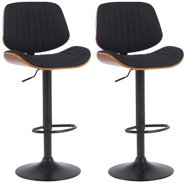 CLP Barhocker Clawson Stoff schwarz, walnuss/schwarz, VE: 2 Stück, 326563