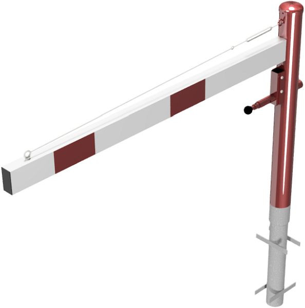 Schake Drehschranke 1,50m, für Vorhangschloss, mit Seilzugverstärkung, Drehpfosten: Ø 102mm, feuerverzinkt, rot, 4113_15VB