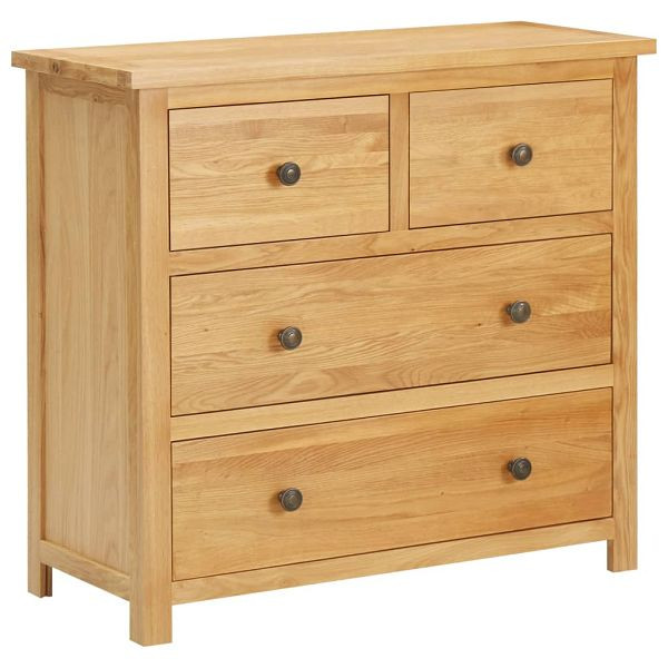 vidaXL Kommode 80x35x75 cm Massivholz Eiche, Material: Massives Eichenholz mit natürlichem Finish, MDF mit Eichenfurnier, 289197
