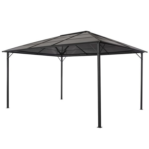 vidaXL Gartenpavillon mit Dach Aluminium 4×3×2,6 m Schwarz, 44643