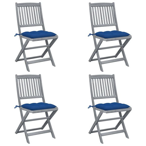 vidaXL Klappbare Gartenstühle 4 Stück mit Kissen Massivholz Akazie, 3064588