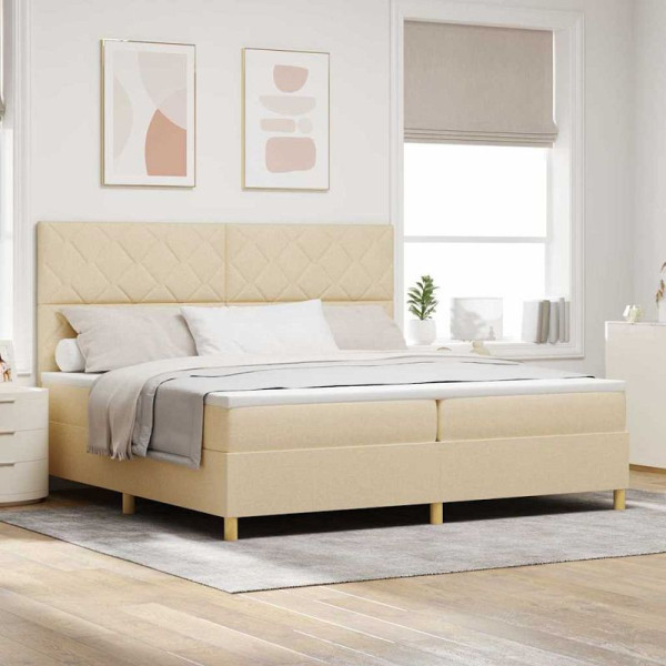vidaXL Boxspringbett mit Matratze Creme 200 x 200 cm Stoff, 3339726