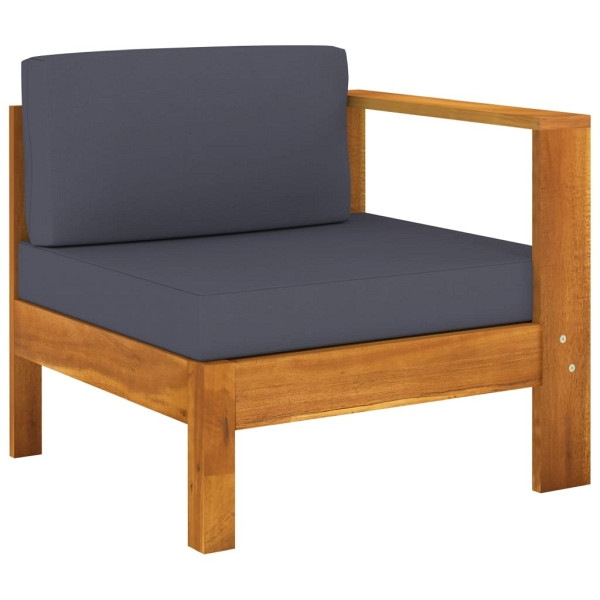 vidaXL Mittelsofa mit 1 Armlehne Dunkelgrau Massivholz Akazie, 310643