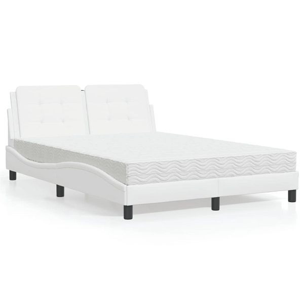 vidaXL Bett mit Matratze Weiß 140x200 cm Kunstleder, 3208867