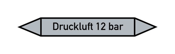 Schilder Klar Rohrleitungskennzeichen Druckluft 12 bar, 33000x90 mm Folie selbstklebend, 101513/95