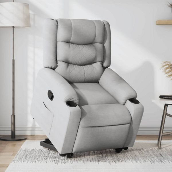 vidaXL Relaxsessel mit Aufstehhilfe Hellgrau Stoff, 3206573