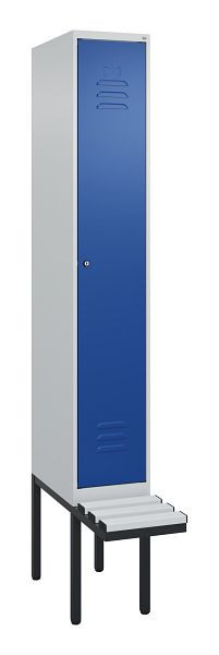 C+P Umkleidespind Classic PLUS, 2120x300x815mm, 7035/5010, Zylinderschloss, 3 Doppel-Haken, 0800407-10 S10018