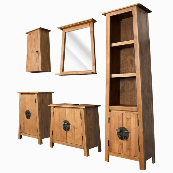 vidaXL 5-teilig Badmöbel-Set Massivholz Kiefer, 275425, 8718475708858