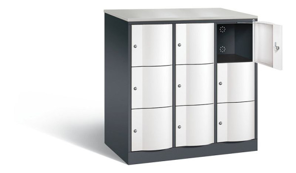 C+P XL-Schließfachschrank Resisto, H1255xB1148xT640mm, Farbe: Schwarzgrau / Verkehrsweiß, 8573-373 S10141