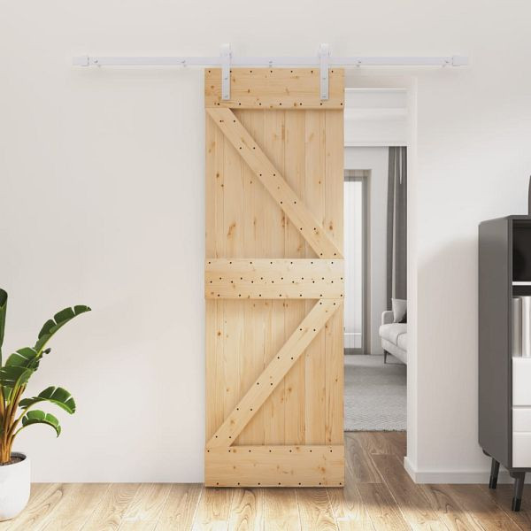 vidaXL Schiebetür mit Beschlag 70x210 cm Massivholz Kiefer, 3203020