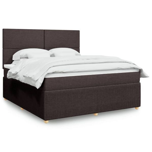 vidaXL Boxspringbett mit Matratze Dunkelbraun 180x200 cm Stoff, 3294431