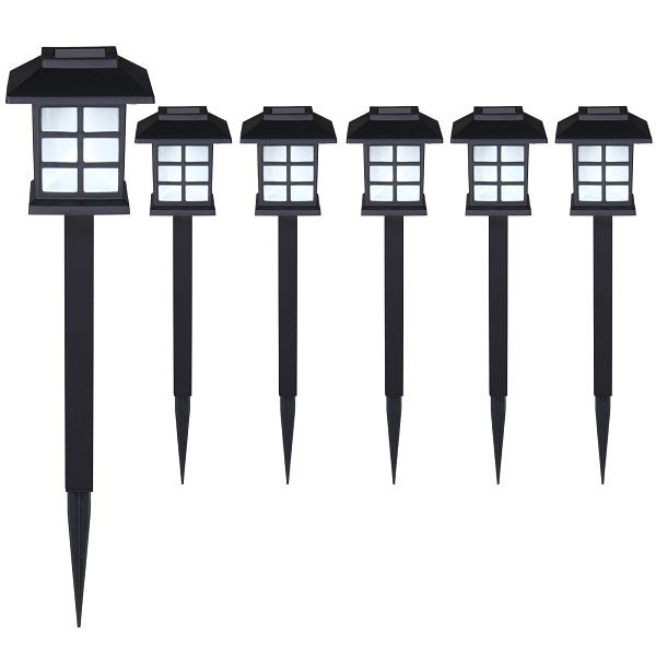 monzana LED Solarleuchten 6er-Set Schwarz, Garten, 105733
