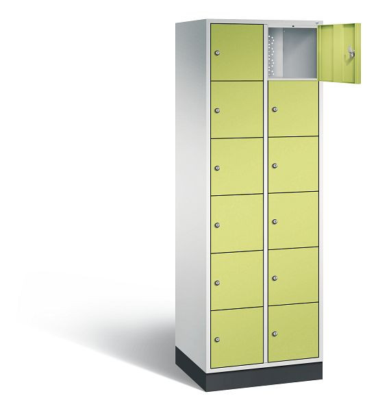 C+P Schließfachschrank Intro, H1950xB620xT490mm, Farbe: Lichtgrau / Viridingrün, 8670-201 S10083
