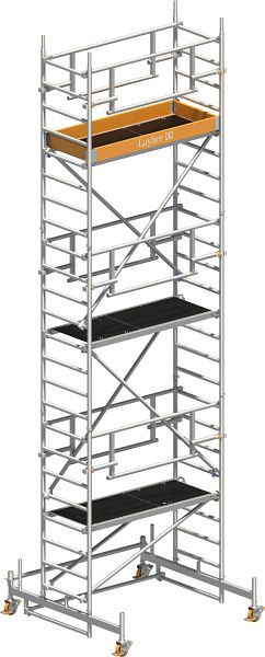 Layher Gerüst Uni Leicht P2 SAFETY PLUS mit Doppelgeländer, Max. Plattformhöhe: 5,26 m, 1423205