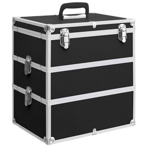 vidaXL Kosmetikkoffer 37x24x40 cm Schwarz Aluminium, 91840