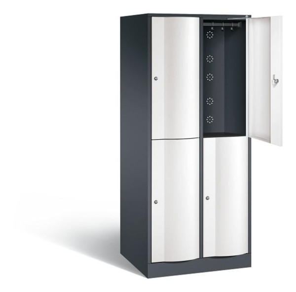 C+P Spind doppelstöckig XL Resisto, H1950xB772xT640mm, Farbe: Schwarzgrau / Verkehrsweiß, 8270-273 S10091