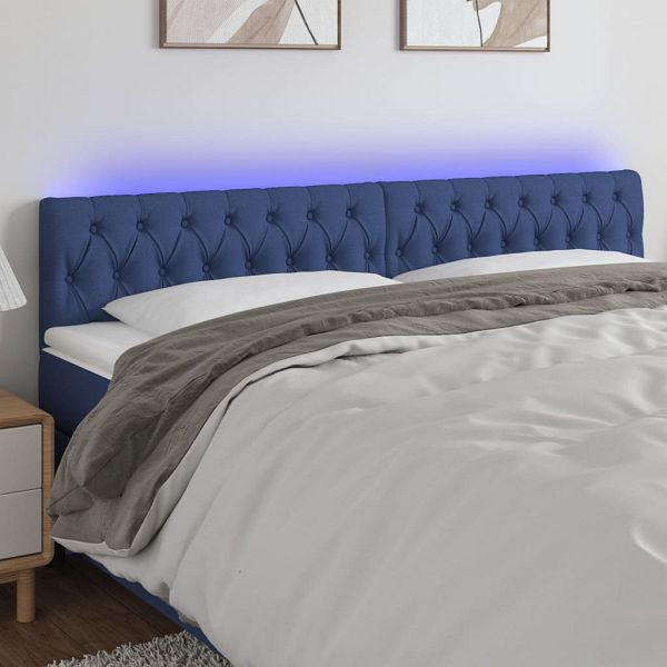 vidaXL LED Kopfteil Blau 200x7x78/88 cm Stoff, Top-Qualität, 3121976