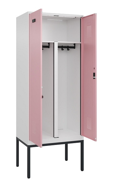 C+P PSA Doppel-Spind Evolo PLUS, Gestell, 2 Abteile, 2120x800x500mm, 9016/3015, Zylinderschloss, 0490327-22P S10045
