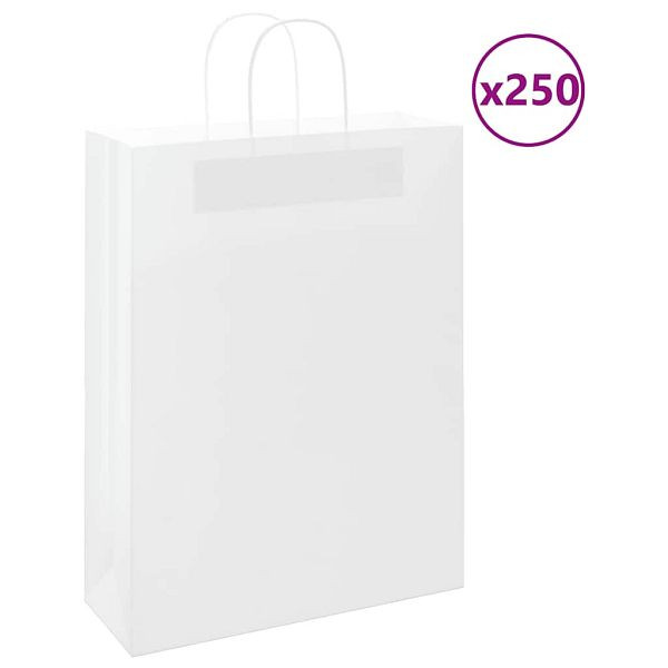 vidaXL Papiertragetaschen 250 Stk. mit Henkeln Weiß 32x12x42 cm, 4101620