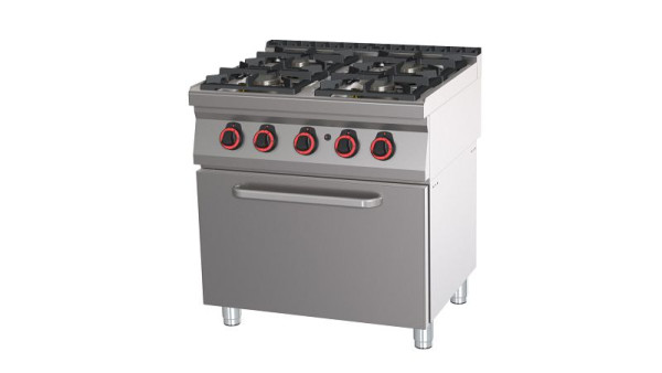 Locher Gasherd, 4 Kochstellen mit Gasbratofen GN 2/1, 362014